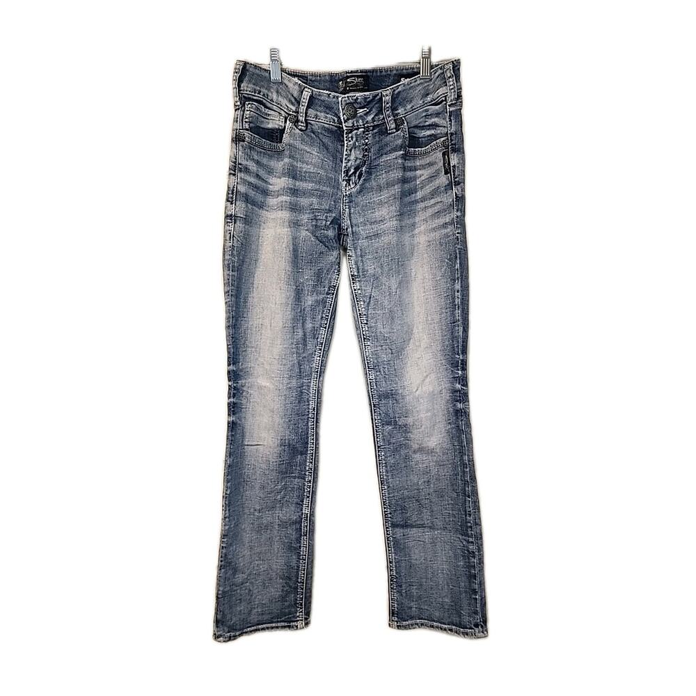 Silver Jeans Womens W29-L30 Blue Suki Super Stretch Crop Denim Mid Rise